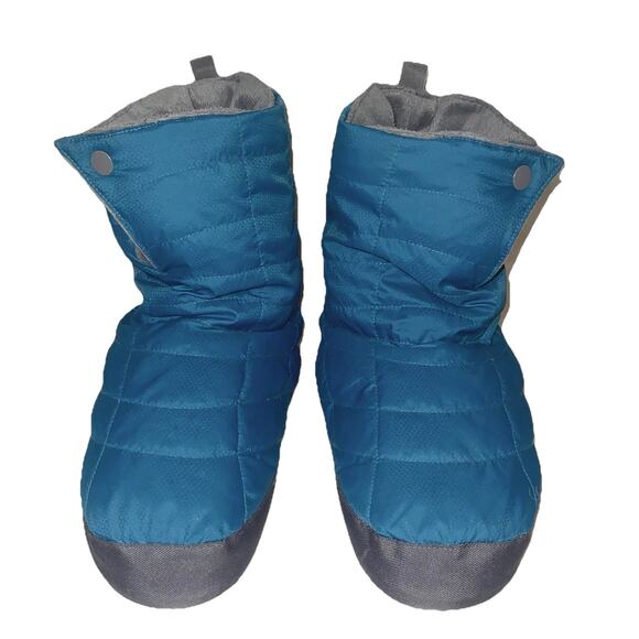 REI Duck Down Booties Slippers Women Size Medium 7-8 Blue Fleece Lined Camping - Picture 1 of 4